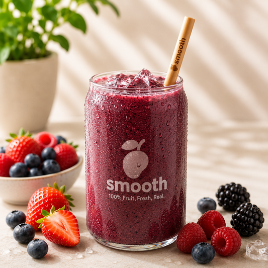 Berry Mix Smoothie Produktbild im hellen Premium-Stil mit Smooth Logo