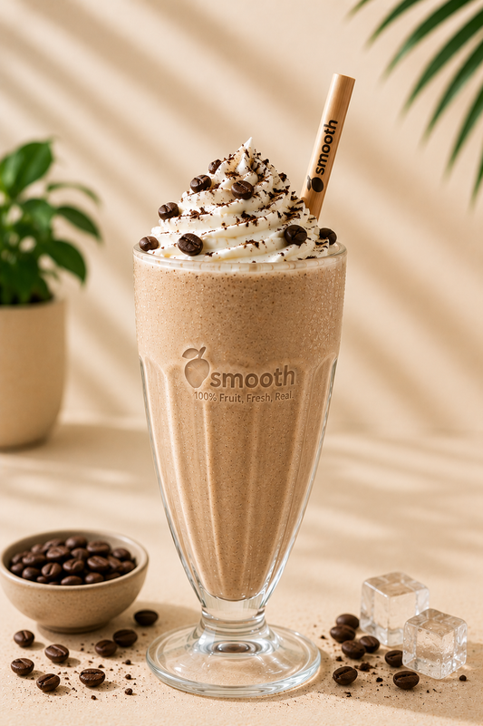 Coffee Milchshake Produktbild im hellen Premium-Stil