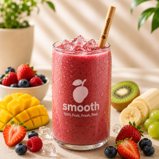Delight Mix Smoothie Produktbild im hellen Premium-Stil mit Smooth Logo