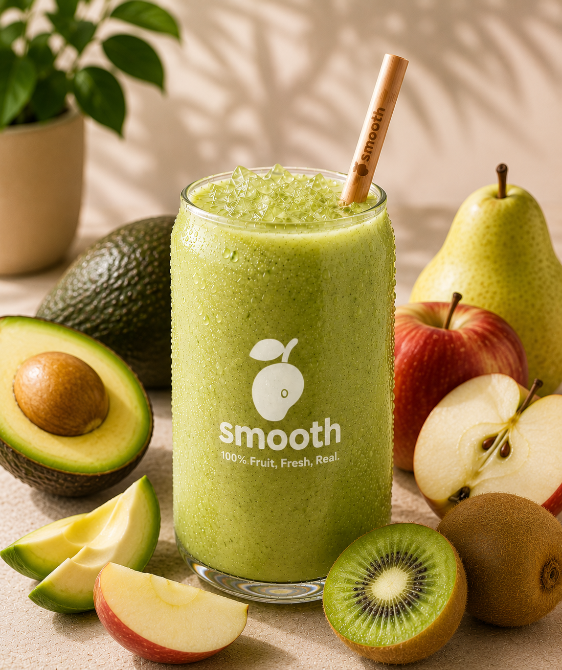 Avocado Mix Smoothie mit Avocado, Apfel, Birne und Kiwi