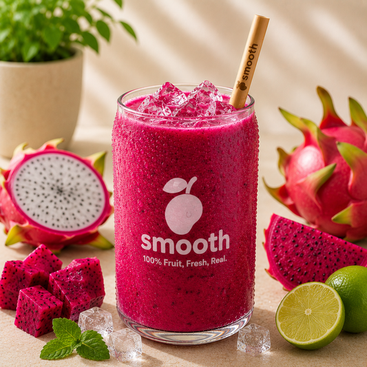 Dragon Mix Smoothie Produktbild im hellen Premium-Stil mit Smooth Logo