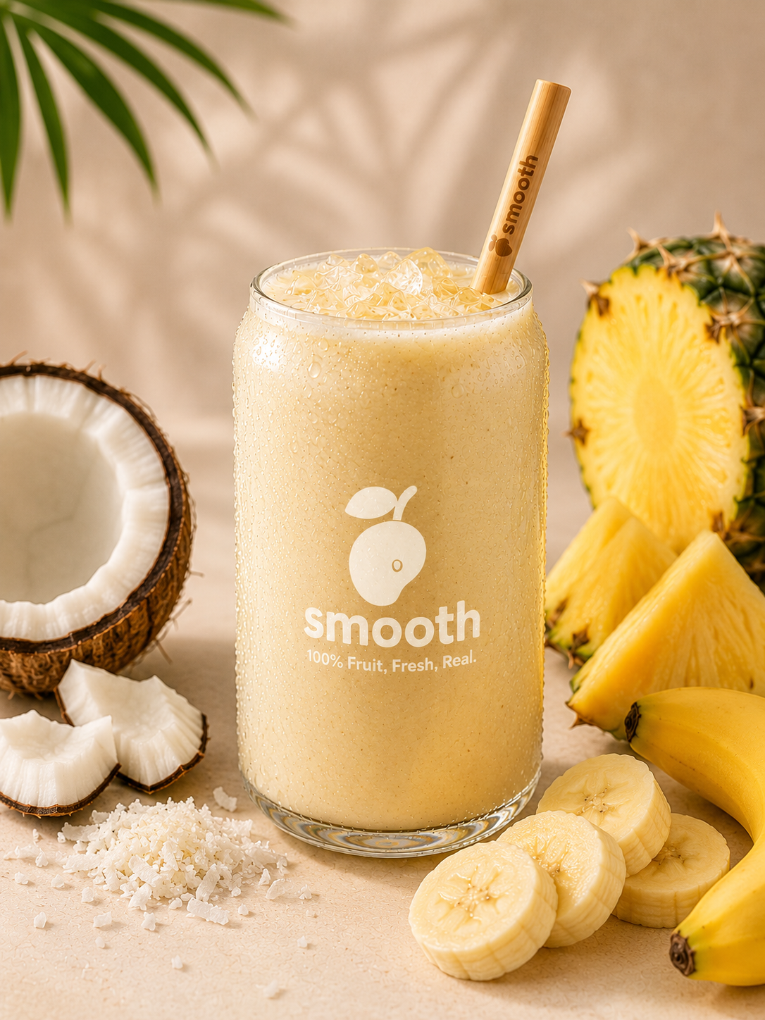 Tropi-Colade Mix Smoothie mit Ananas, Kokosnuss und Banane