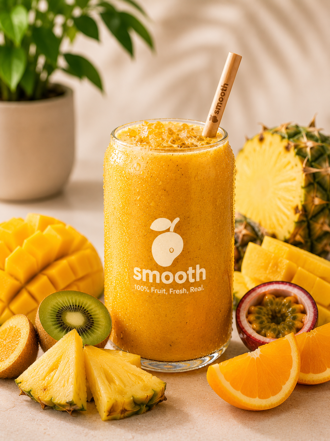 Tropikal Mix Smoothie mit Ananas, Mango und Kiwi