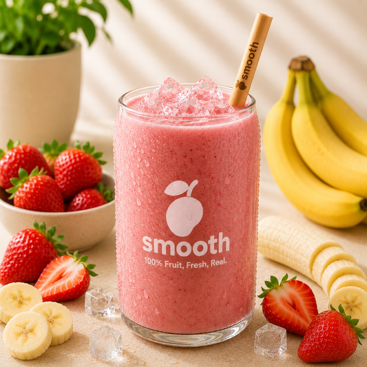 Smooth Produktbild Erdbeere Banane im hellen Premium-Stil